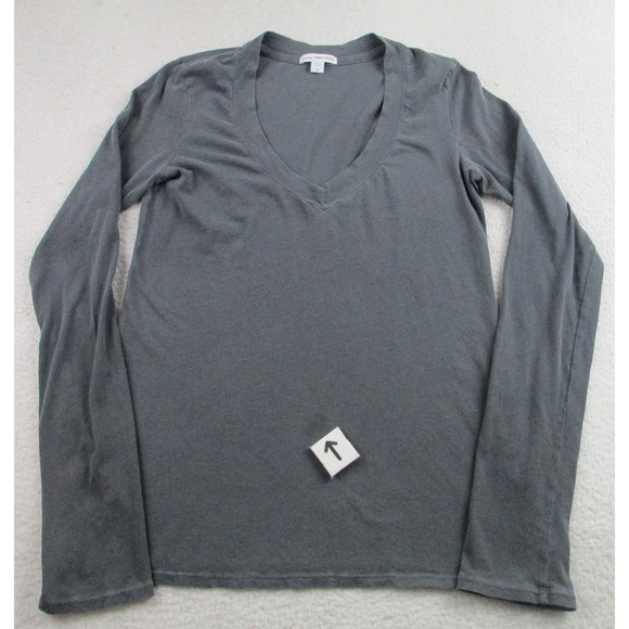 James Perse Shirt Womens 3 Gray Long Sleeve V‎ Neck Made in USA WNLU3011